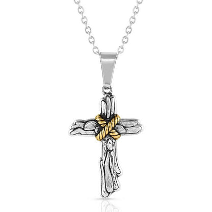 Montana Silversmiths Christian Faith Cross Men's Necklace (Rugged Faith)