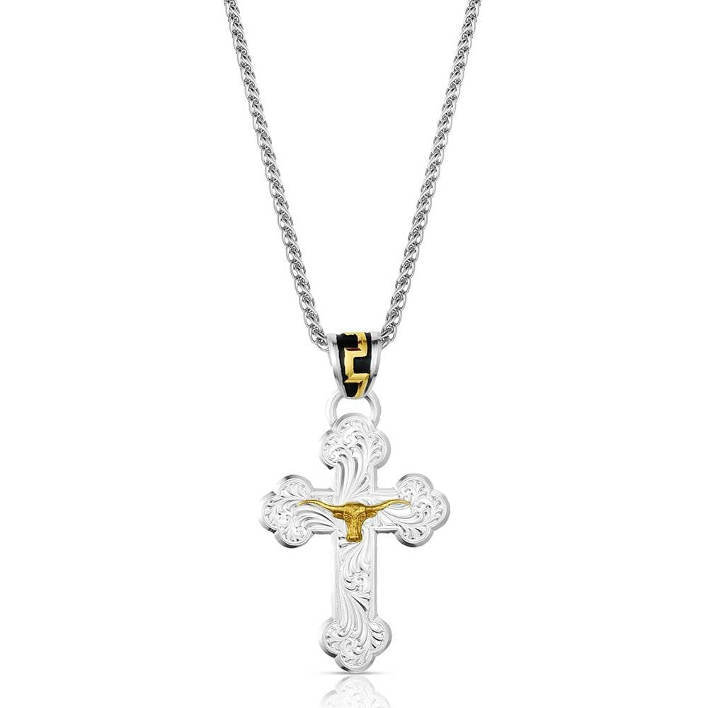 Montana Silversmiths Western Lifestyle Made in the USA Men's Christian Faith Cross Pendant Necklace