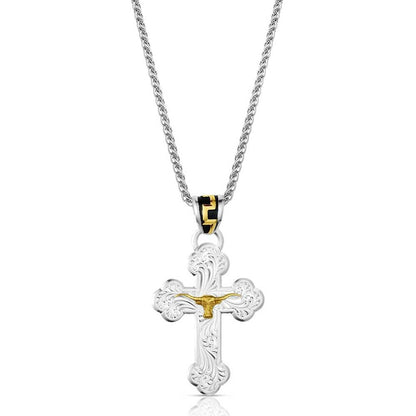 Montana Silversmiths Western Lifestyle Made in the USA Men's Christian Faith Cross Pendant Necklace
