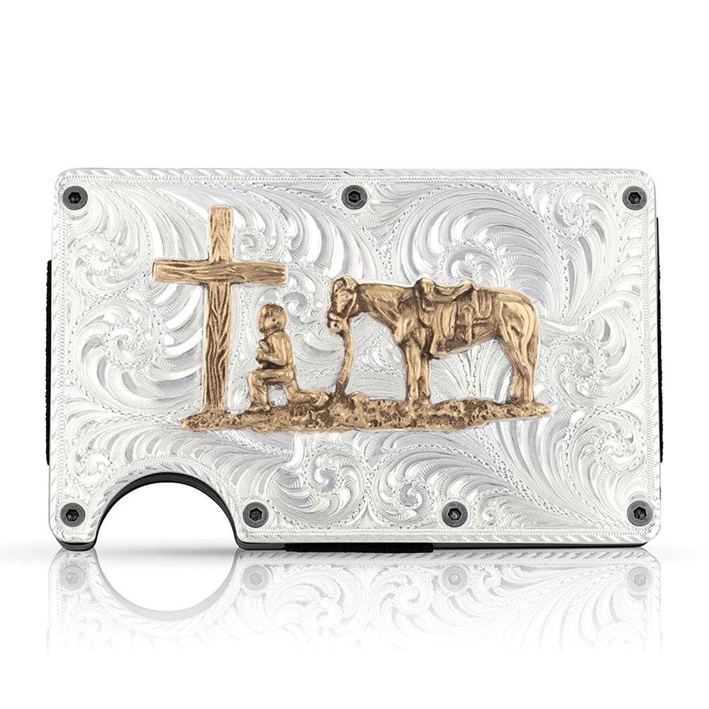Montana Silversmiths Men's Credit Card And Cash Case With Praying Cowboy - Crcard2-731