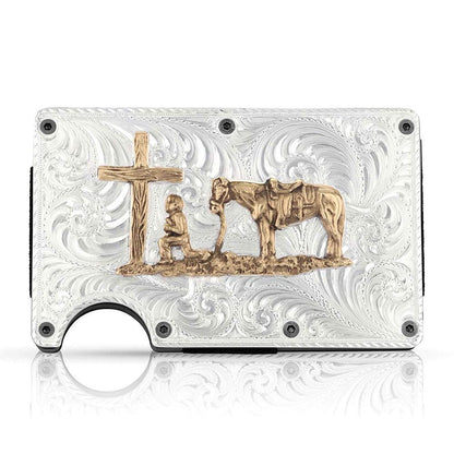 Montana Silversmiths Men's Credit Card And Cash Case With Praying Cowboy - Crcard2-731