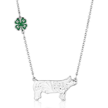 Montana Silversmiths Western Lifestyle 4-H Necklace (4-H Pig Showman)