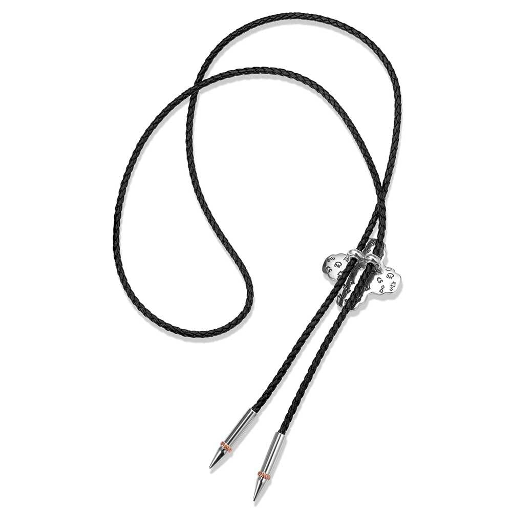 Montana Silversmiths Western Lifestyle Braided Leather Cord Silver Finished Arrow Pointed Tips Southwestern Style Bolo Tie