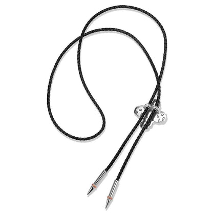 Montana Silversmiths Western Lifestyle Braided Leather Cord Silver Finished Arrow Pointed Tips Southwestern Style Bolo Tie