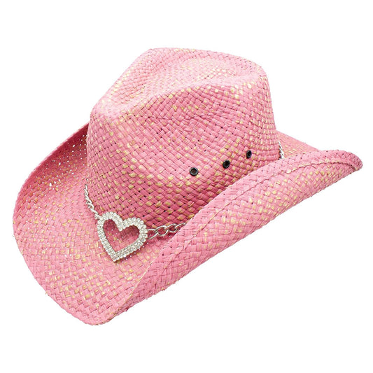Peter Grimm "Heart Attack" Straw Western Hat with Silver Heart Pendant