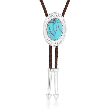 Montana Silversmiths Western Lifestyle Braided Leather Cord Silver Finished Arrow Pointed Tips Southwestern Style Bolo Tie