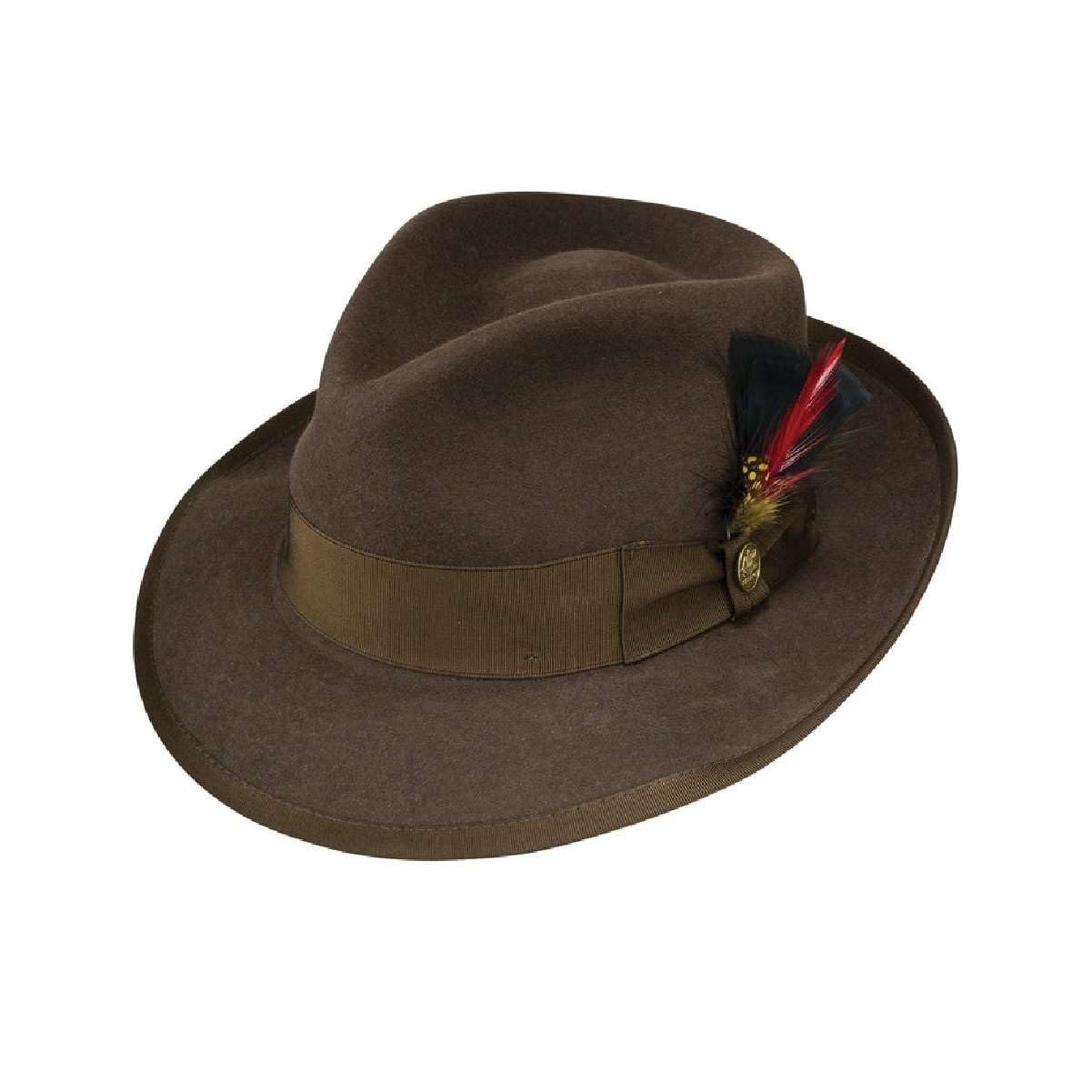 Stetson Mens Wool Felt Whippet Fedora Hat (Mink, Large)