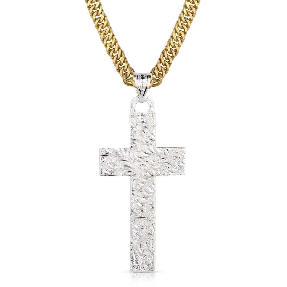 Montana Silversmiths Western Lifestyle Made in the USA Men's Christian Faith Cross Pendant Necklace
