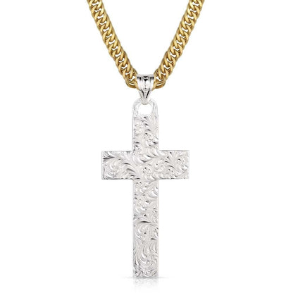 Montana Silversmiths Western Lifestyle Made in the USA Men's Christian Faith Cross Pendant Necklace