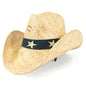 Charlie 1 Horse Women's Stripes Soft Raffia Hat with Star Printed Band