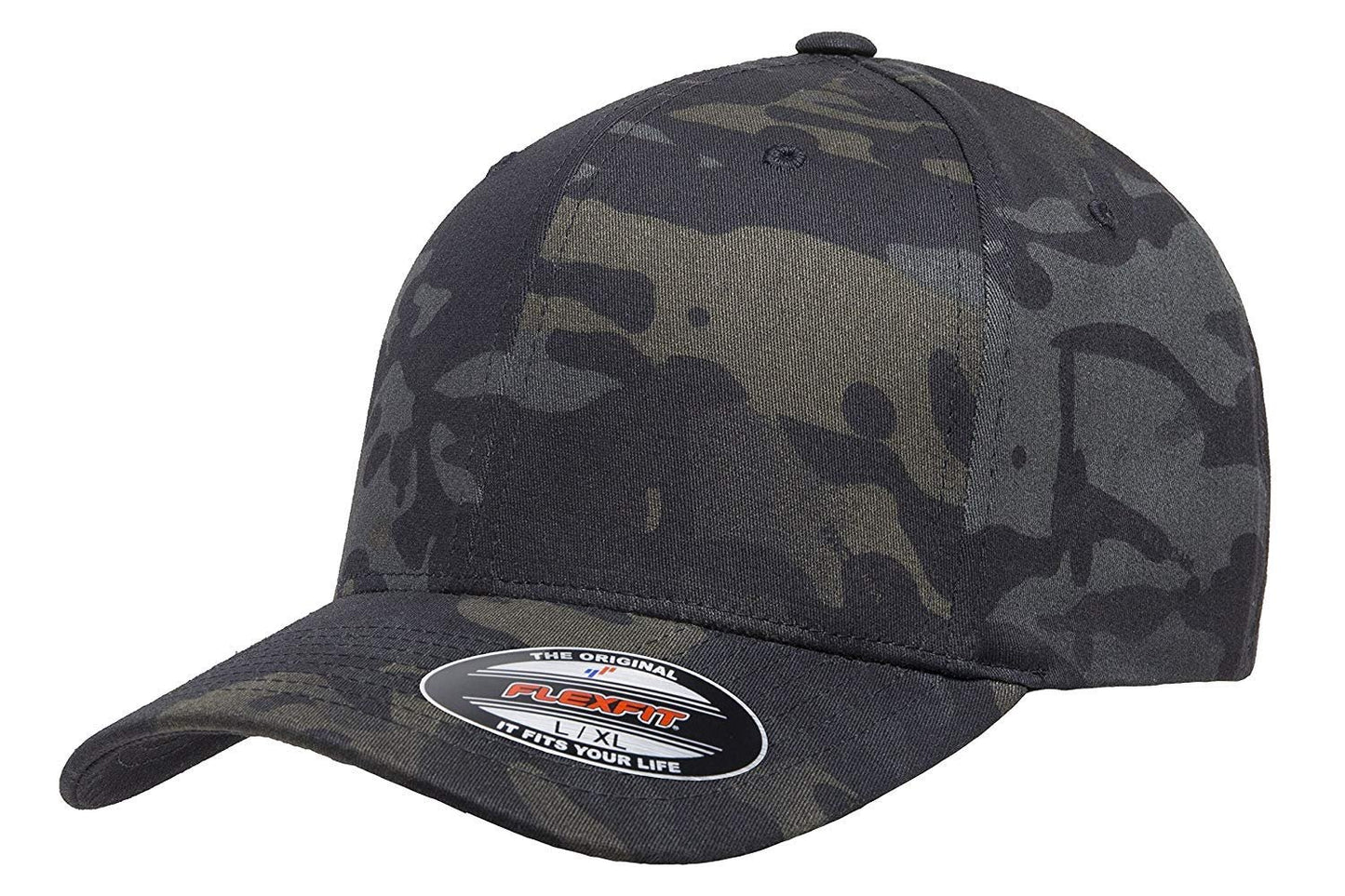 Flexfit Multicam 6 Panel Baseball Cap Officially Licensed Multi-Cam 2 Patterns Black Camo or Green Camo (XXL Fitted (7 5/8" - 8"), Black Multicam)