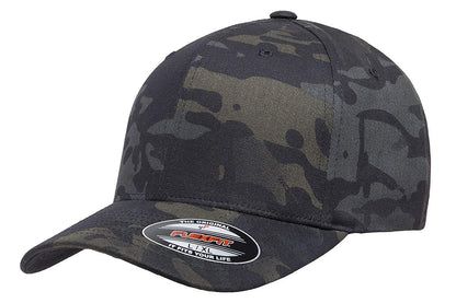 Flexfit Multicam 6 Panel Baseball Cap Officially Licensed Multi-Cam 2 Patterns Black Camo or Green Camo (XXL Fitted (7 5/8" - 8"), Black Multicam)
