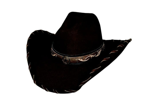 Large "Straight Shooter" Soft Faux Wool Western Hat with Gus Crown
