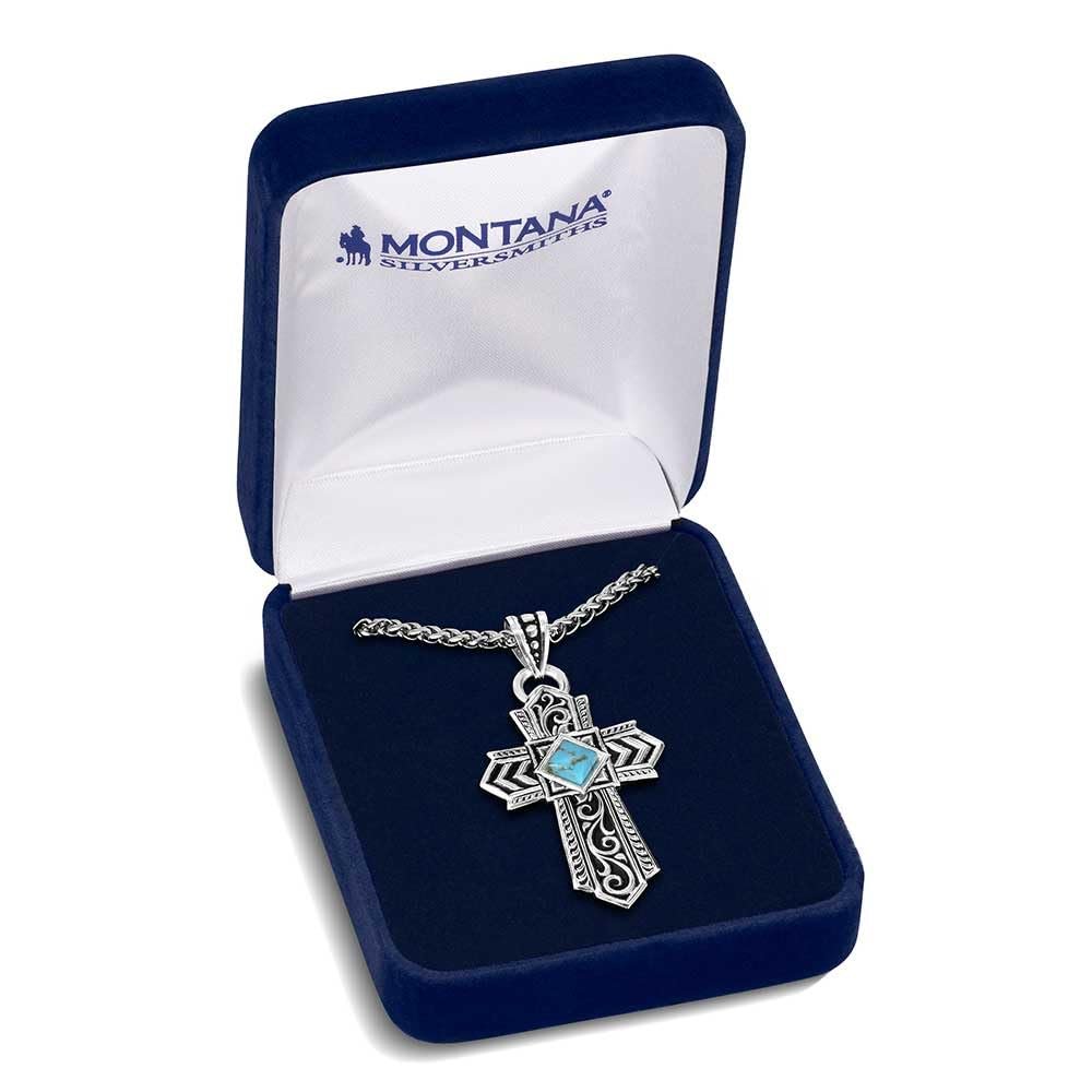 Montana Silversmiths Western Lifestyle Made in the USA Men's Christian Faith Cross Pendant Necklace