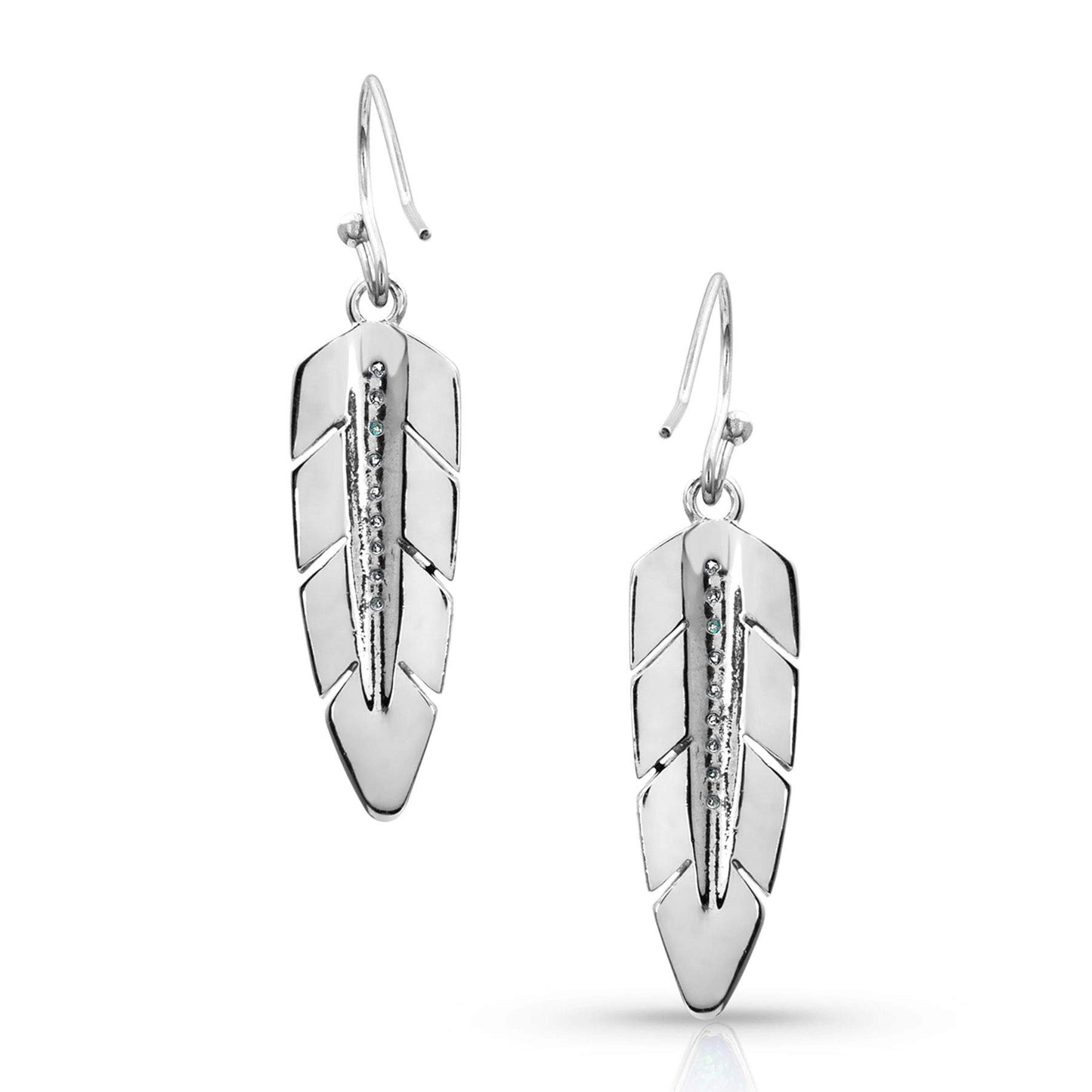 Montana Silversmiths Womens Montana Silversmith Hawk Feather Opal Earrings Silver/Opal
