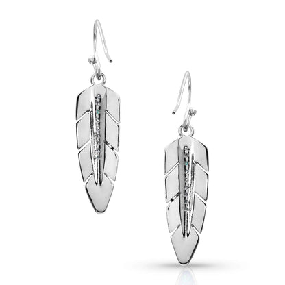 Montana Silversmiths Womens Montana Silversmith Hawk Feather Opal Earrings Silver/Opal