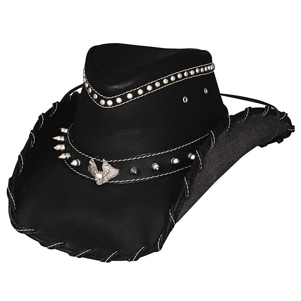 Bullhide Men's 3 3/8" Brim Collection Iron Road Top Grain Leather Cowboy Hat with Chin Cord