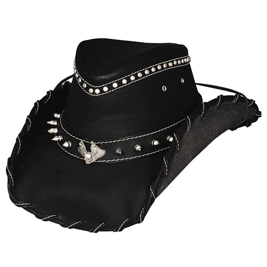 Bullhide Men's 3 3/8" Brim Collection Iron Road Top Grain Leather Cowboy Hat with Chin Cord