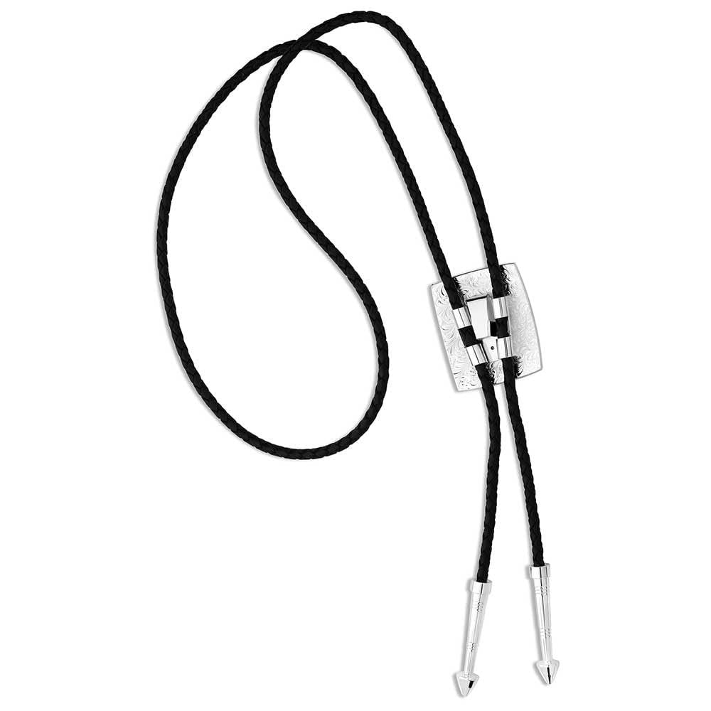 Montana Silversmiths Western Lifestyle Braided Leather Cord Silver Finished Arrow Pointed Tips Southwestern Style Bolo Tie