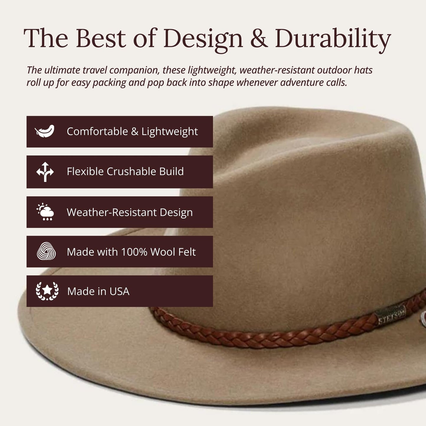 Stetson Sagebrush, Color: Mink, Size: L (OWSGBH-813423L0)