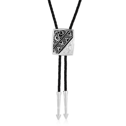 Montana Silversmiths Western Lifestyle Braided Leather Cord Silver Finished Arrow Pointed Tips Southwestern Style Bolo Tie