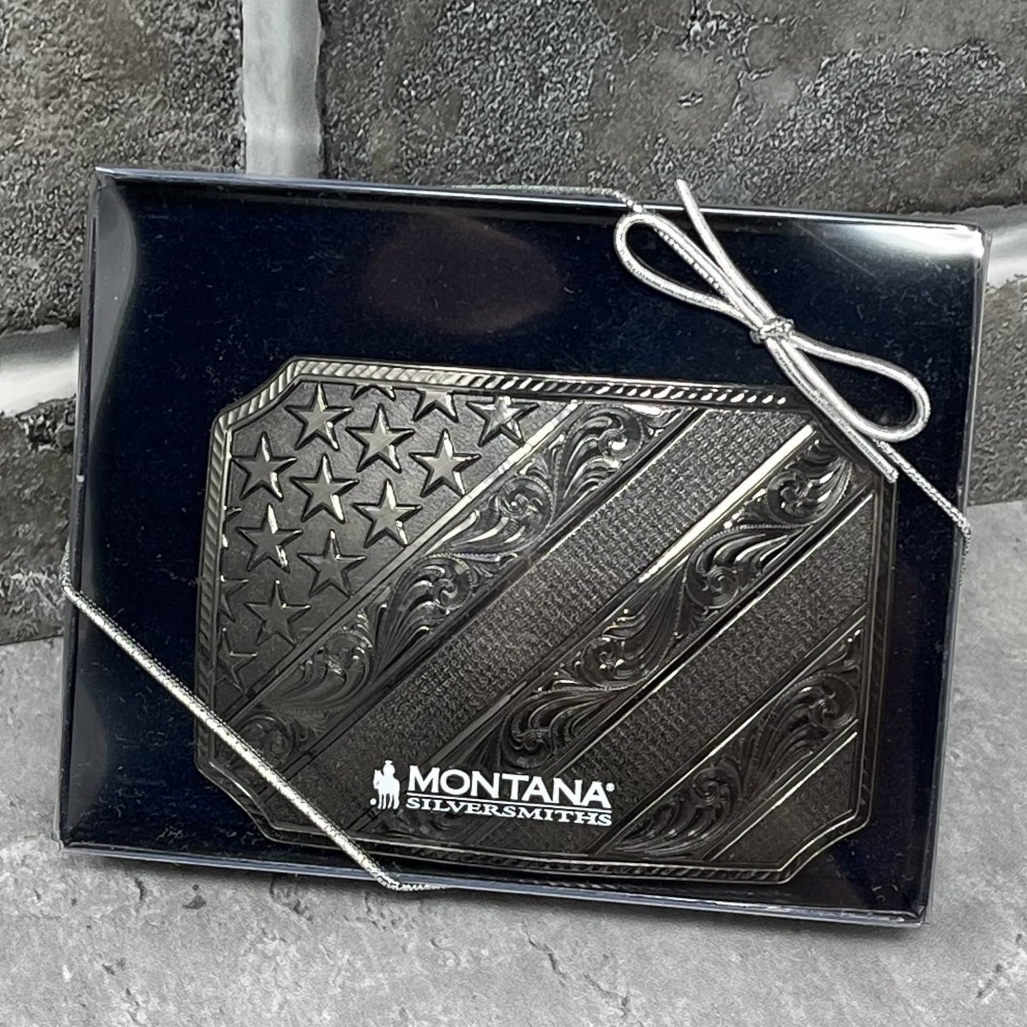 Montana Silversmiths Unisex Dawn's Early Light Star And Stripes Belt Buckle - 46100BKN One Size