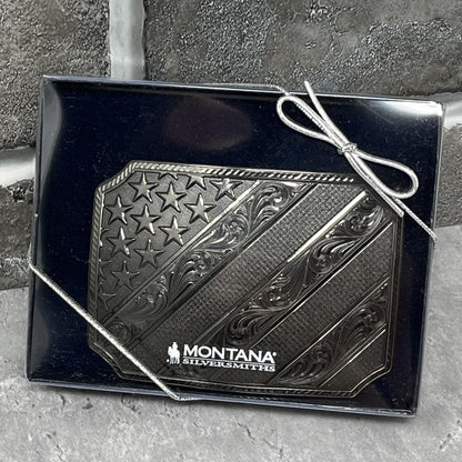 Montana Silversmiths Unisex Dawn's Early Light Star And Stripes Belt Buckle - 46100BKN One Size
