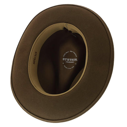 Stetson Men's Gurnee Crushable Soft Wool Felt Fedora Hat | Can Be Packed in a Travel Bag | Grosgrain Ribbon Hatband