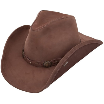Stetson Men's Roxbury Shapeable Leather Cowboy Western Hat, Rust, Small