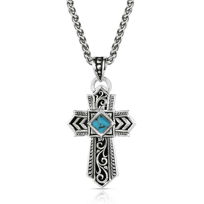 Montana Silversmiths Western Lifestyle Made in the USA Men's Christian Faith Cross Pendant Necklace