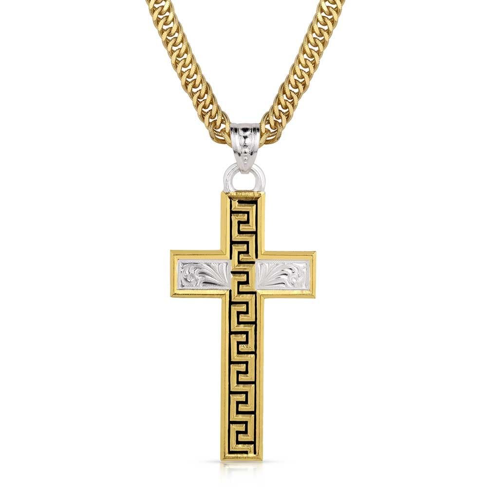 Montana Silversmiths Western Lifestyle Made in the USA Men's Christian Faith Cross Pendant Necklace