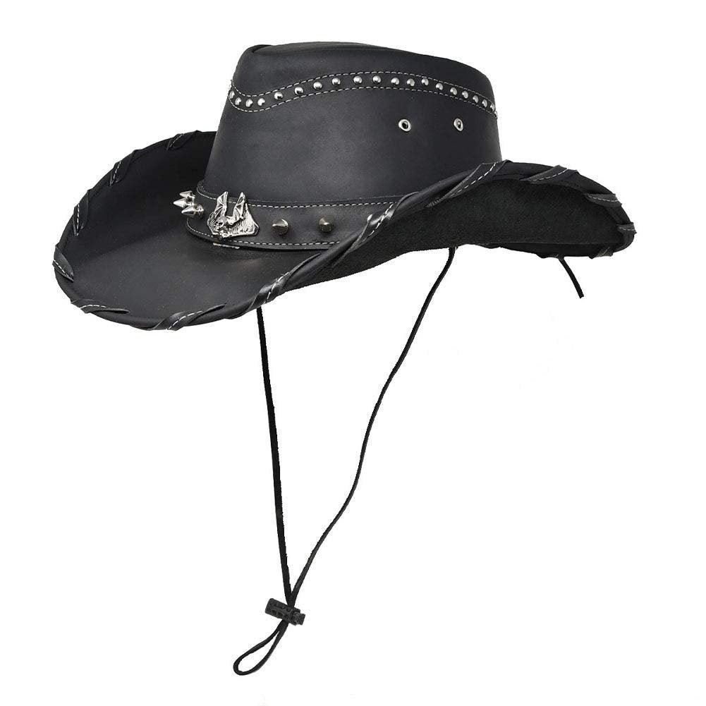 Bullhide Men's 3 3/8" Brim Collection Iron Road Top Grain Leather Cowboy Hat with Chin Cord