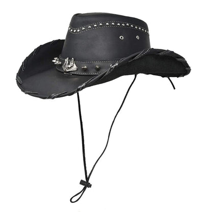 Bullhide Men's 3 3/8" Brim Collection Iron Road Top Grain Leather Cowboy Hat with Chin Cord