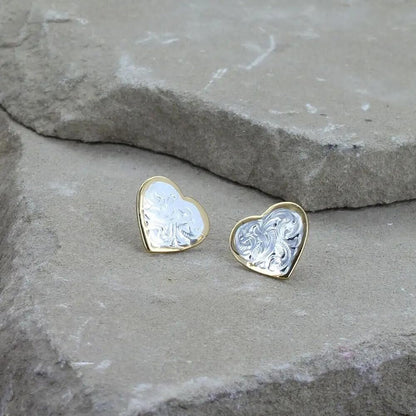 Montana Silversmiths Womens Classic Montana Heart Earrings Silver/Gold