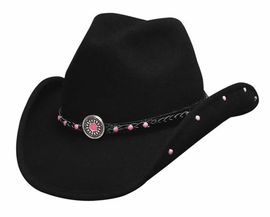Montecarlo / Bullhide Hats - BABY JANE Kids Child Wool Western Cowboy Hat (Large, Black)