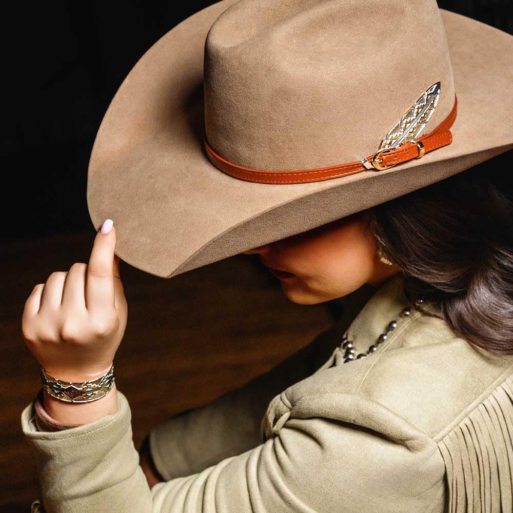 Montana Silversmiths Hand Painted Western Lifestyle Cowboy Hat Band Feather